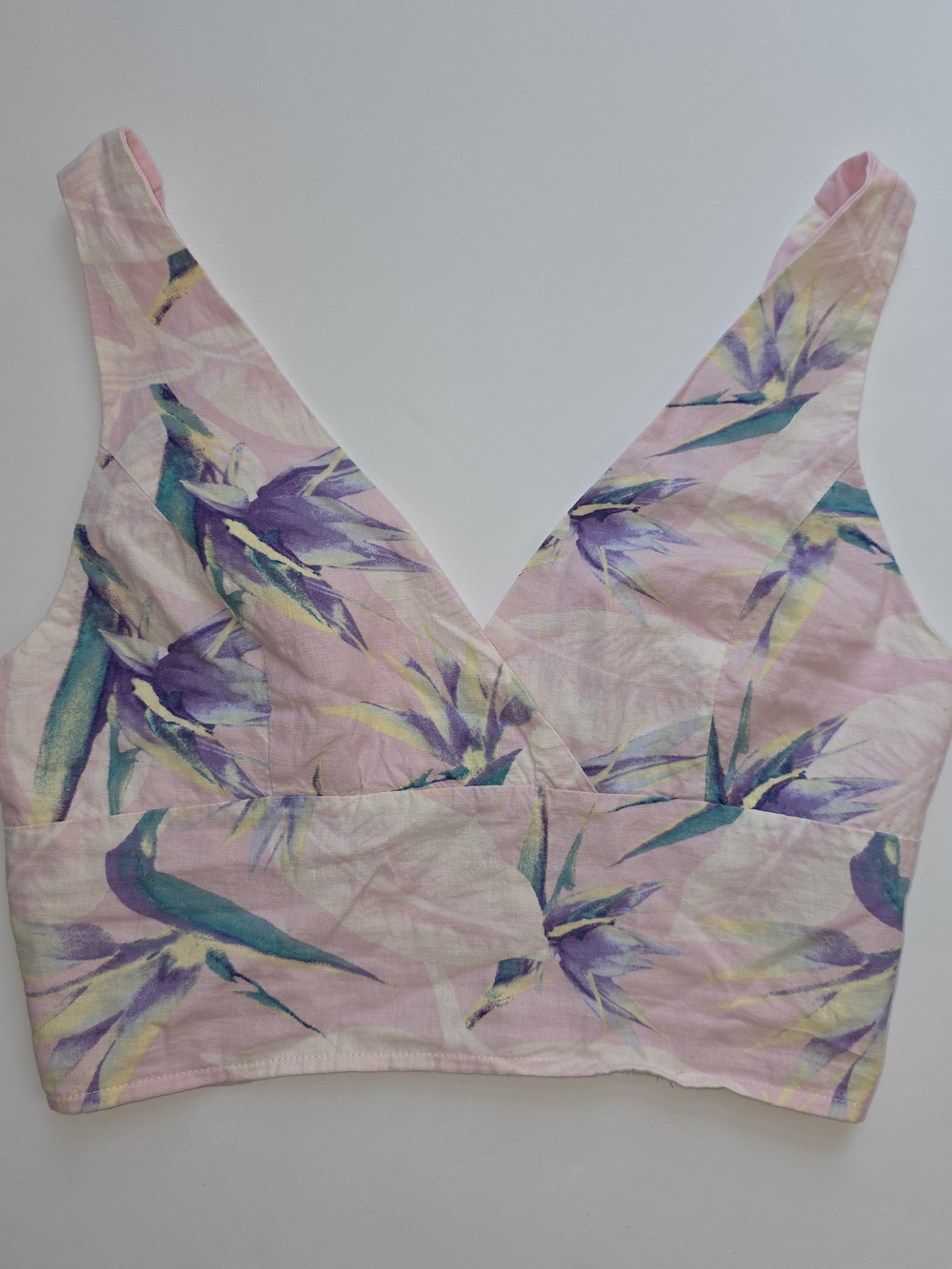 Forever 21 Pink violet Floral Wrap-Front Crop Top